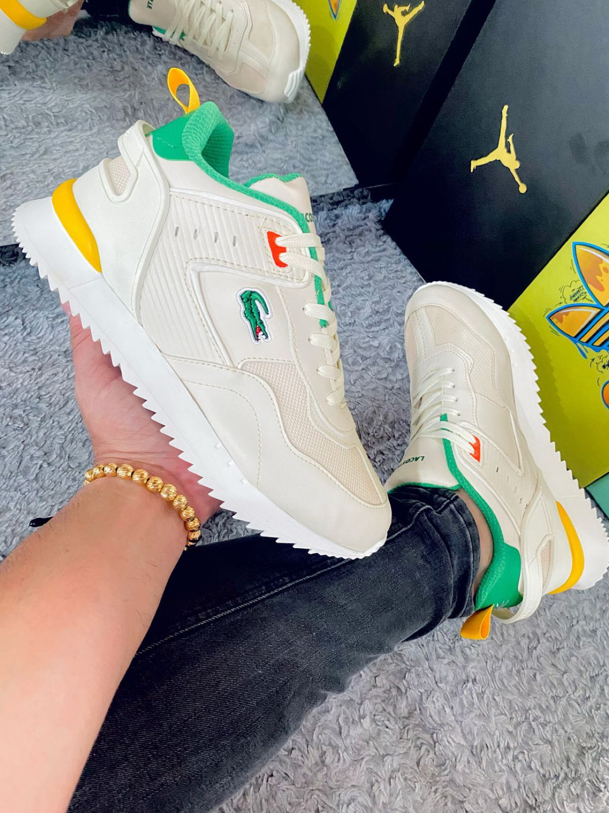 Vista 2 de L001 Tennis Caballero Cómodos Casual - COLOR: BLANCO ROJO, TALLA: 40